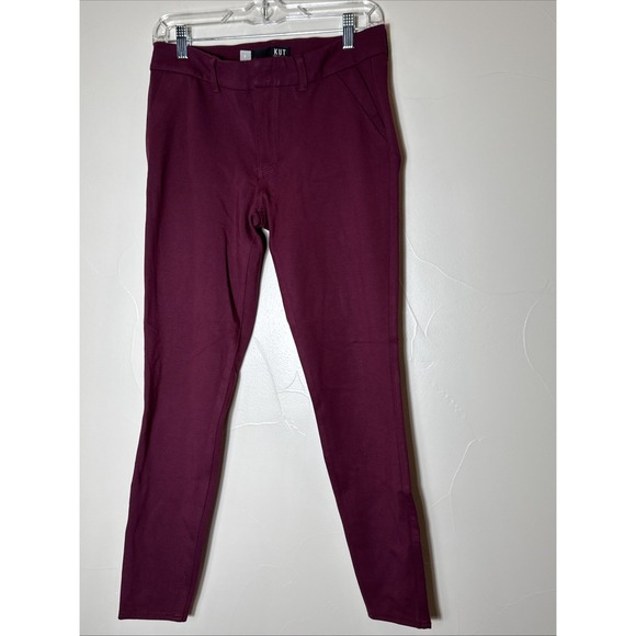Kut from the Kloth Pants - KUT from the Kloth Women's Mia Ankle Skinny Burgundy Size 8 Pants